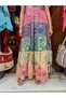 Green Color Gold Detailed Halter Neck Patchwork Silk Dress - 5
