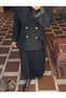 Black Farima Jacket Form-Fitting Button Detailed Pleated Skirt Set Tns-4376 - 4