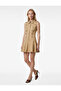 Classic Collar Sleeveless Button Detail Flounce Mini Gilet Dress