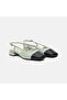 Women's Green Square Toe Slingback Leather Casual Shoes