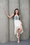 Denim Top Lace Dress Zipper Closure Lined Non-See-Through Design Lycra Denim - 3