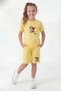 Round Neck T-Shirt and Colorful Capri Pants with Print Detail Summer Girls' Top and Bottom Set - 2