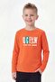 Round Neck Printed Detailed Boys' Long Sleeve Sweatshirt