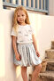Girl's Top and Bottom Set Summer Shiny Silver Hologram with Balloon Skirt - 3