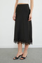 Lace Midi Length Satin Skirt - 6