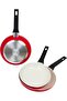 3-Piece Ceramic Non Stick Frypan Set – PFAS Free Pressed Aluminum Frying Pans, Red - 3