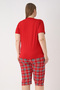 Large Size Women's Short Sleeve Capri Pajama Set 260845 Red - 4