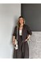 Qi̇mene Women's Hooded Zippered Top with Elastic Drawstring Waist and Long Skirt Slim Top and Bottom Two-Piece Set - 7