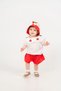 Baby Girl Summer Outfit with Cherry Detail, Red and White Muslin Set with Hat as a Gift - 7