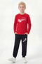 Round Neck Sweatshirt Long Sweatpants Set with Print Detail for Boys - 2