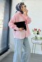 Stripe Pattern Oversize Women's Shirt – Pink - 5
