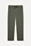 Men's Khaki Textured Comfort Fit Tie-Waist Trousers - 6