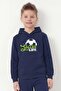 Hooded Print Detailed Boys' Sweatshirt with Kangaroo Pocket - 3