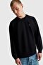 Black 100% Cotton Crew Neck Sweatshirt with Embroidered Logo on the Front Model Code: 342Zu1093100 - 2