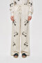 Women's Natur Beaded Embroidered Palazzo Trousers