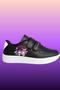 Girl's Printed Velcro Black Sports Shoes Sneaker