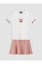 Embroidered Girls' Ribbed T-Shirt and Skirt - 2