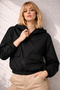Women's Black Waterproof Windproof Crinkle Fabric Hooded Raincoat - Windbreaker - 5
