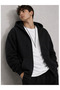 Men's Black Hooded Zippered Oversized Sweatshirt Jacket Cardigan - 3