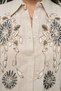 Women's Oversize Shirt with Floral Embroidery and Stone Embellishments - 2