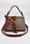 Women's Medium Size Scarf Belt Handle Detailed Inner Pocket Zippered Cross Strap Hand and Shoulder Bag - 4