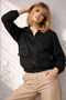 Women's Black Waterproof Windproof Crinkle Fabric Hooded Raincoat - Windbreaker - 3