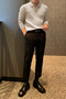 Men's Polo Neck Knit Sweater Slim Fit Ribbed - 3