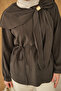 Women's Scarf Collar Cupra Shirt Gray - 6