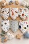 100% Cotton Muslin Fabric / with Snap Fasteners / Plain + Patterned Mixed / Baby Drool Bib & Scarf (12 Pieces) - 3