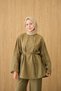 Women's Embroidery Detailed Waist Tie Set Khaki Green - 15
