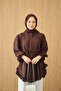 Women's Ribbed Front Tie-Waist Shirt Brown - 2