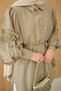 Women's Ruffled Sleeves Waist Tie Shirt in Mold Green - 3