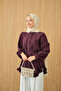 Women's Ribbed Front Tie-Waist Shirt Burgundy - 2