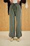 Women's Elastic Waist Trousers Dark Green - 4