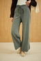 Women's Elastic Waist Trousers Dark Green - 2