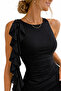 Sleeve and Skirt Ruffle Detail Full Lycra Maxi Dress - 4