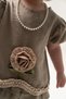 Baby Girl Summer Clothes with Pearl Flower Detail, Modal Fabric 2-Piece Set with Necklace Gift - 3