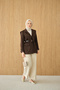 Women's Double-Breasted Collar Pocket Detail Jacket Brown - 3