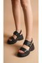 High Platform Wedge Heel Double Ribbon Buckle Detailed Skin Summer Women's Sandals Shoes - 2