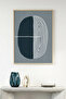 Minimal Geometric Painting with Natural Wood Frame - Cool Tones |   Huhu1036 - Single Table Natural Wood Frame