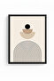 Natural Wood Framed Geometric Patterned Painting - Minimal |   Huhu1135 - 2