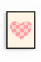 Black Wooden Framed Heart Patterned Painting - Pink |   Huhu1176 - Single Table Black Frame - 2