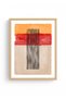 Natural Wood Framed Abstract Striped Painting - Vibrant Tones |   Huhu1379 - Single Table Natural Wood Frame - 2