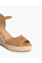 OPEN TOE WEDGE SANDALS IN CAMEL - 5