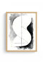 Natural Wood Framed Abstract Minimalist Painting - Black-White |   Huhu1222 - Single Table Natural Wood Frame - 2