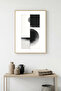 Natural Wood Framed Geometric Black-White Patterned Painting - Minimal |   Huhu1228