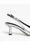 LOW HEEL SLING BACK IN SILVER - 4