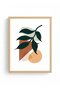 Natural Wood Framed Minimal Leaf Pattern Painting - Vibrant Tones |   Huhu1456 - 2