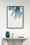 Black Wooden Framed Abstract Floral Pattern Painting - Blue-Gold |   Huhu1299 - Single Table Black Frame