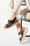 Poste Genuine Leather Orthopedic Women's Sandals Black Skin - 3